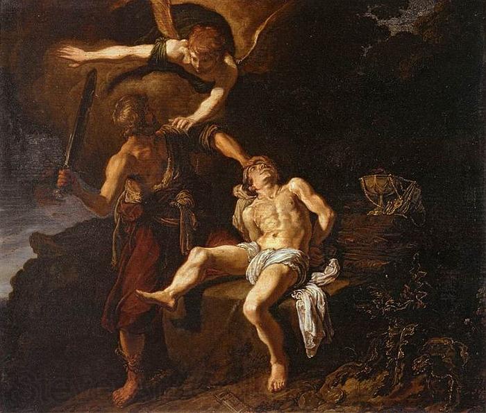 Pieter Lastman The Angel of the Lord Preventing Abraham from Sacrificing his Son Isaac Norge oil painting art